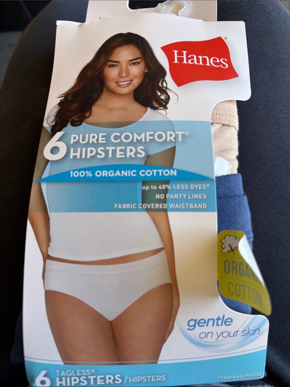 Hanes 6-Pack Pure Comfort Hipsters - Blue & Beige